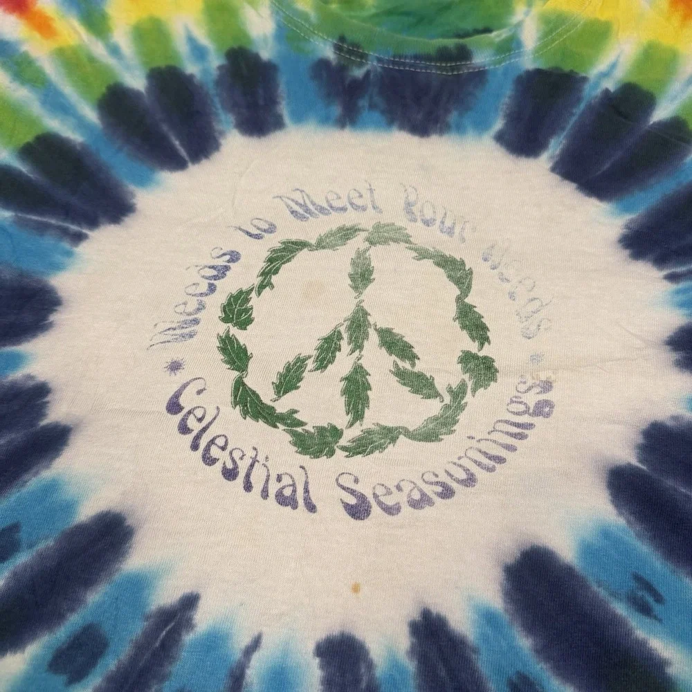 Vintage Celestial Seasonings The Power Of Herbs Tye Dye Shirt Adult Size XL